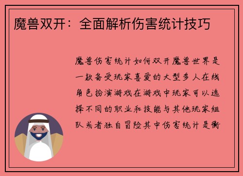 魔兽双开：全面解析伤害统计技巧
